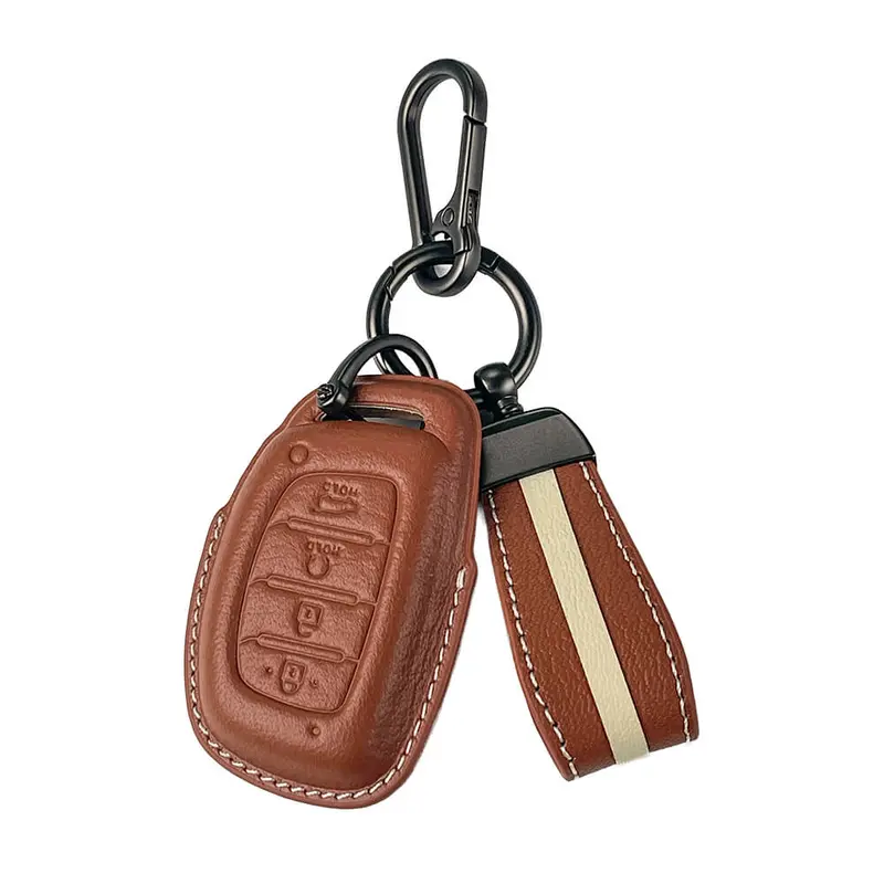 Keyzone Royal Leather Key Cover For Alcazar, Creta 2021 Onwards 4 Button Smart Key (Rl67) 1
