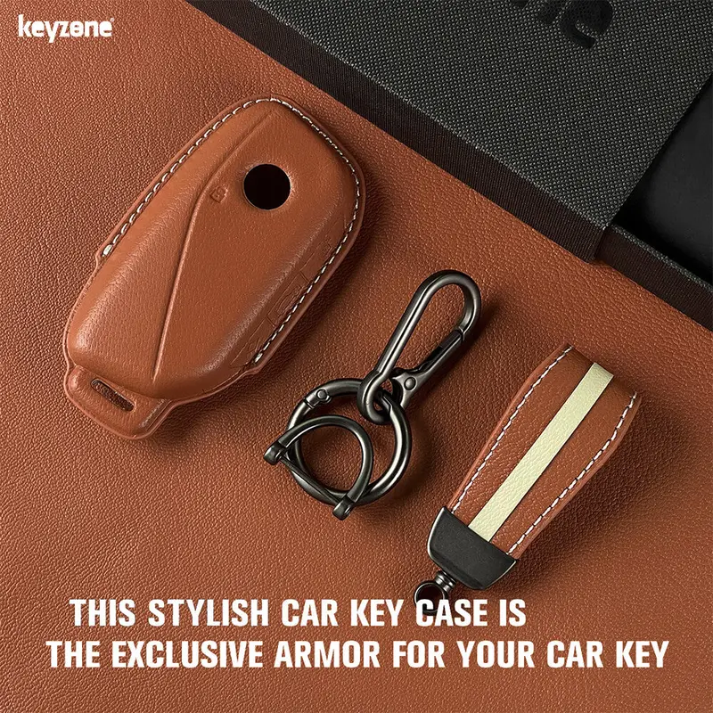 Keyzone Royal Leather Key Cover For Bmw 2023 Onwards 7 Series 740I 760I X1 X7 Xm Ix I7, X5 Smart Key (Rl83) 2