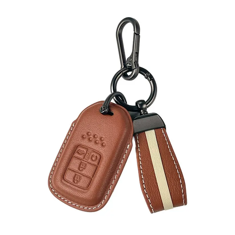 Keyzone Royal Leather Key Cover For City, Civic, Wr-V 5 Button Smart Key (Rl24_5B) 1