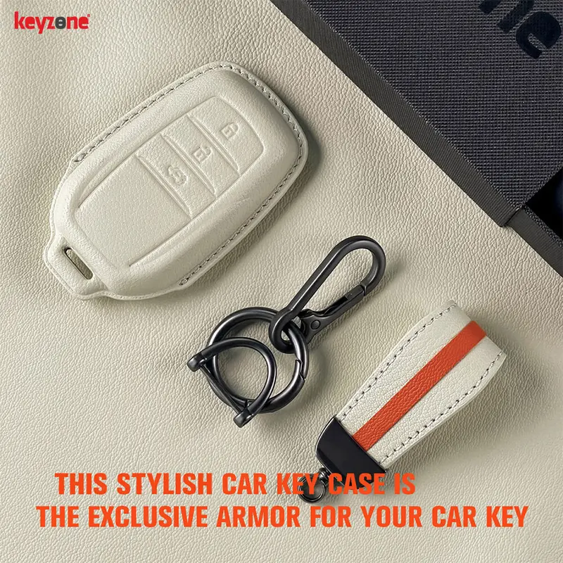 Keyzone Royal Leather Key Cover For Fortuner, Legender, Innova Hycross, Land Cruiser, Camry, Invicto 3 Button Smart Key (Rl18_3B) 2