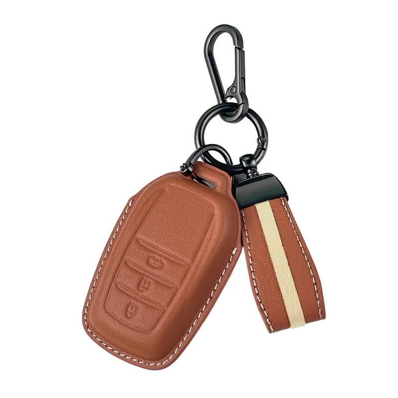 Keyzone Royal Leather Key Cover For Fortuner, Legender, Innova Hycross, Land Cruiser, Camry, Invicto 3 Button Smart Key (Rl18_3B) 2