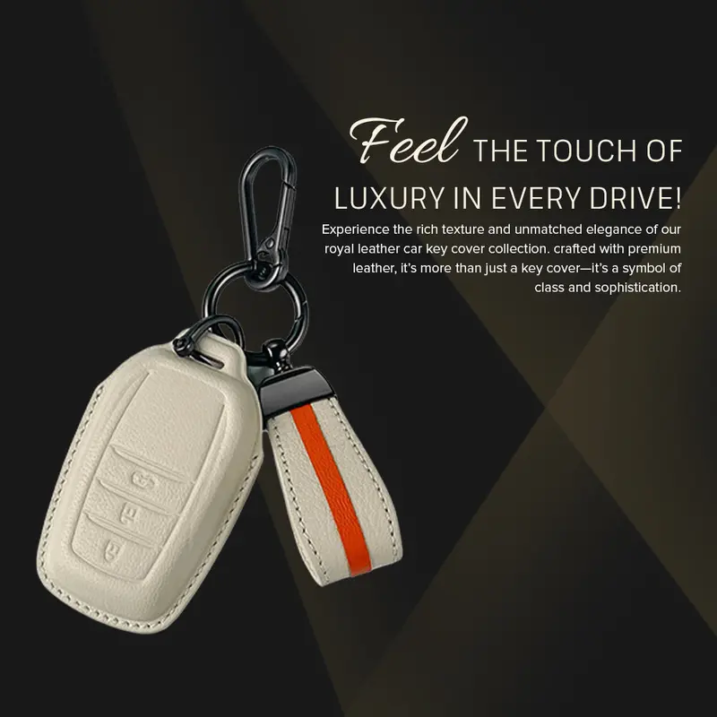 Keyzone Royal Leather Key Cover For Fortuner, Legender, Innova Hycross, Land Cruiser, Camry, Invicto 3 Button Smart Key (Rl18_3B) 4