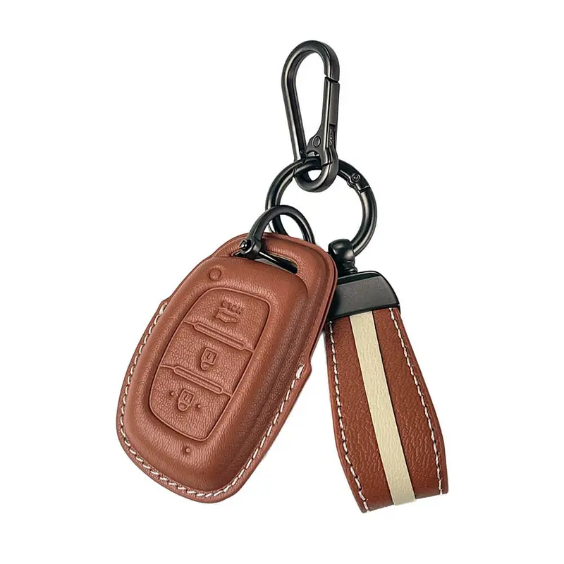 Keyzone Royal Leather Key Cover For I20, Creta, Venue, Tucson, Alcazar, Verna, Xcent, Aura, Elantra 3 Button Smart Key (Rl07) 1