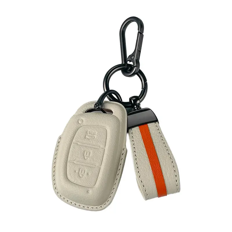 Keyzone Royal Leather Key Cover For I20, Creta, Venue, Tucson, Alcazar, Verna, Xcent, Aura, Elantra 3 Button Smart Key (Rl07) 2