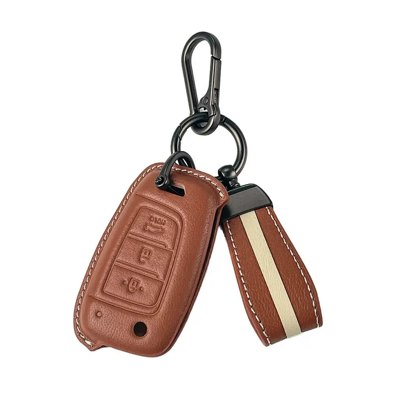Keyzone Royal Leather Key Cover For I20, Venue, Kona, Verna 2018 Onwards 3 Button Flip Key (Rl43) 1