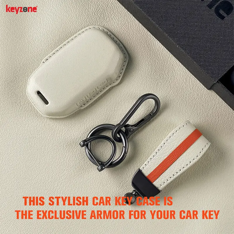 Keyzone Royal Leather Key Cover For Kia Carens Clavis, Seltos, Sonet, Carens 2023 Onwards 4 Button Smart Key (Rl77) 2