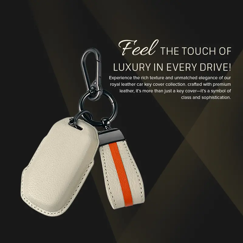 Keyzone Royal Leather Key Cover For Kia Carens Clavis, Seltos, Sonet, Carens 2023 Onwards 4 Button Smart Key (Rl77) 4