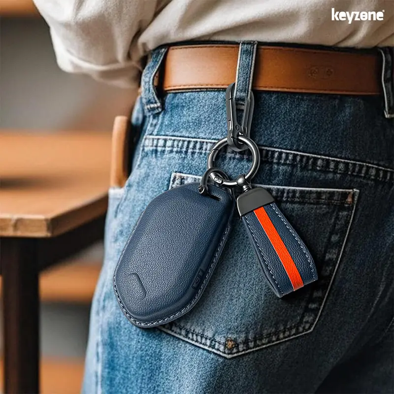 Keyzone Royal Leather Key Cover For Kia Seltos 2026, Syros, Seltos, Ev6, Ev9 Smart Key (Rl89) 2