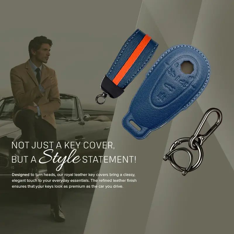 Keyzone Royal Leather Key Cover For Mg Cyberster Smart Key (Rl90) 4