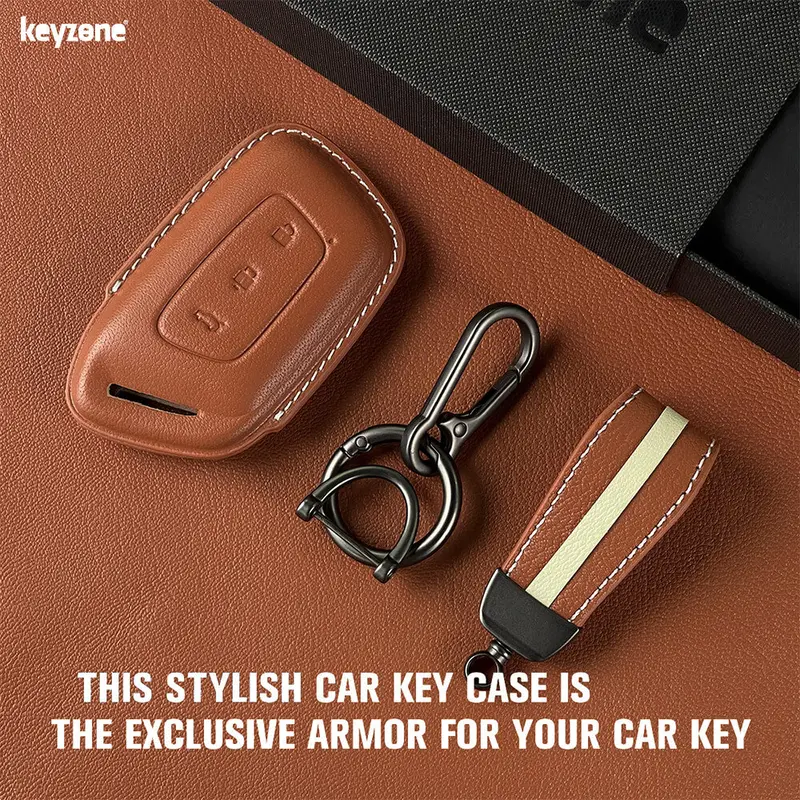 Keyzone Royal Leather Key Cover For Mg Hector, Windsor Ev 3 Button Smart Key (Rl64) 2