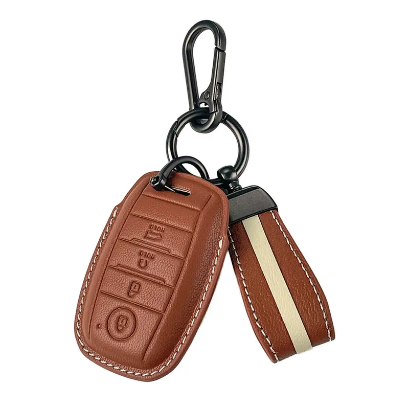 Keyzone Royal Leather Key Cover For Seltos, Sonet, Carens, Seltos X-Line 4 Button Smart Key (Rl61) 1