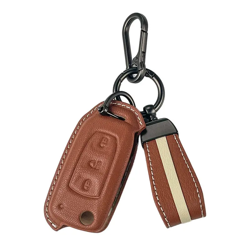 Keyzone Royal Leather Key Cover For Tata Curvv, Nexon, Harrier, Altroz, Punch, Safari, Tigor, Tiago, Zest, Bolt 3 Button Flip Key (Rl29) 1