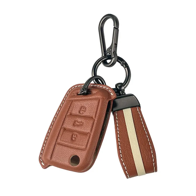 Keyzone Royal Leather Key Cover For Virtus, Kylaq, Slavia, Kodiaq, Kushaq, Taigun, Tiguan, Octavia, Jetta, Superb, Karoq, T-Roc Flip Key (Rl44) 1