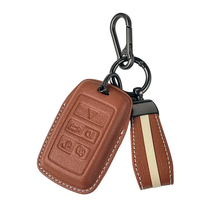 Keyzone Royal Leather Key Cover For Xf Xj Xe F-Pace F-Type Evoque Velar Discovery Lr4 Sport 5 Button Smart Key (Rl73) 1