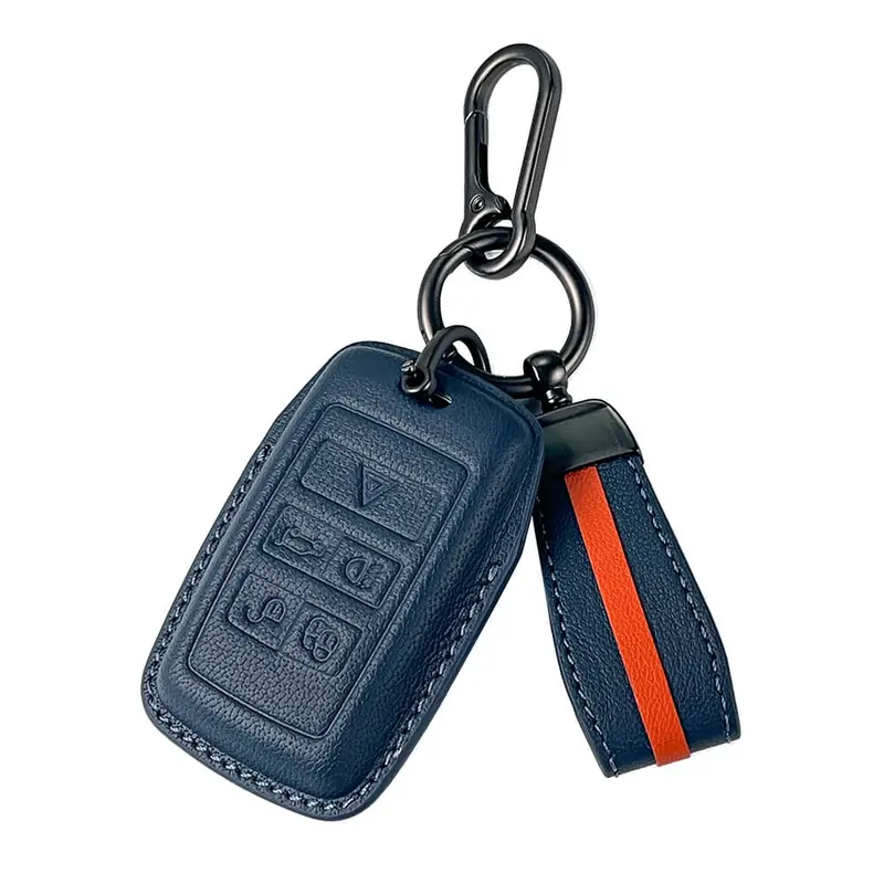 Keyzone Royal Leather Key Cover For Xf Xj Xe F-Pace F-Type Evoque Velar Discovery Lr4 Sport 5 Button Smart Key (Rl73) 3