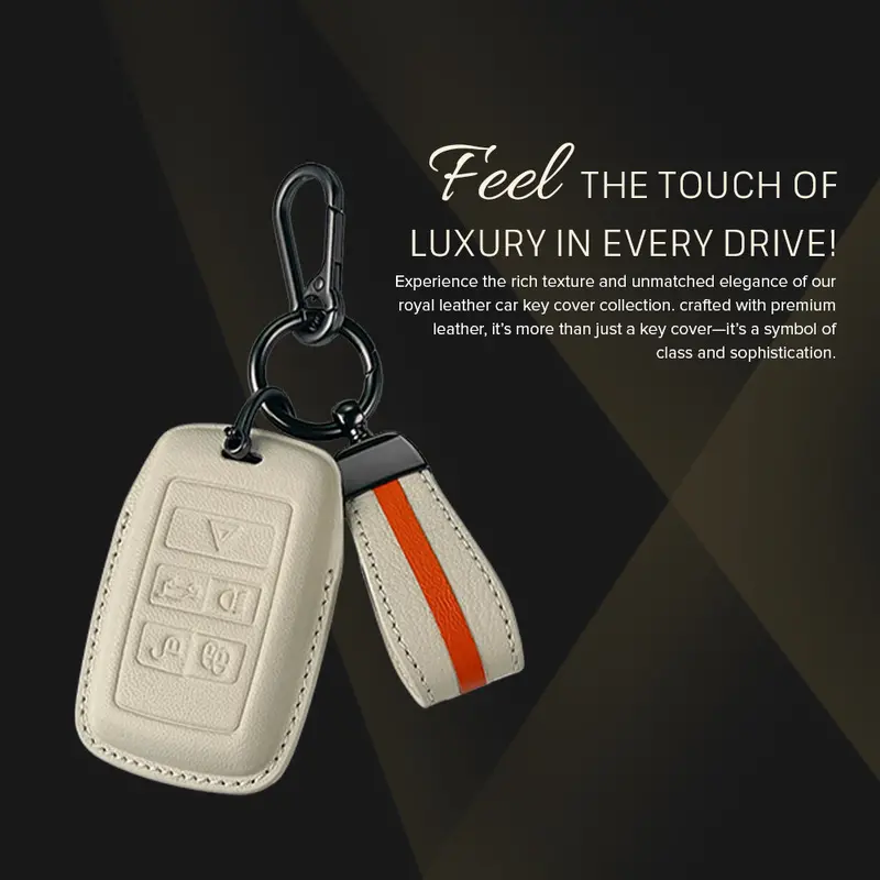 Keyzone Royal Leather Key Cover For Xf Xj Xe F-Pace F-Type Evoque Velar Discovery Lr4 Sport 5 Button Smart Key (Rl73) 4
