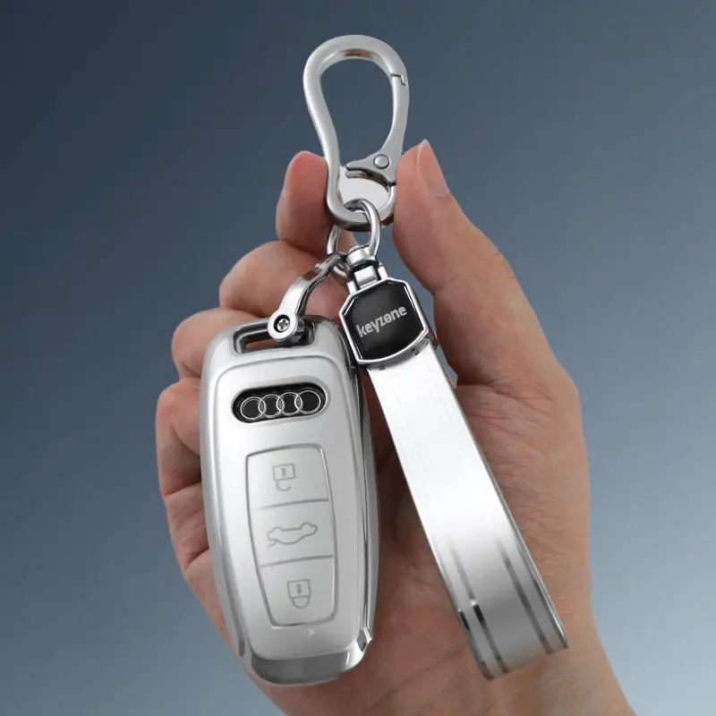 Keyzone Silver Dust Tpu Key Cover & Keychain For Audi 2018-2022 A6 A7 A8 E-Tron Q8 Sq8, 2020 2021 2022 A3 Q7 S3 S6 Sq7 Rs6 S7 Rs7 Smart Key (Sdtp82, Sdtpkeychain) 1