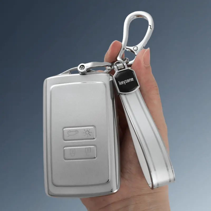 Keyzone Silver Dust Tpu Key Cover & Keychain For Duster, Kiger, Triber Smart Card (Sdtp46, Sdtpkeychain) 1