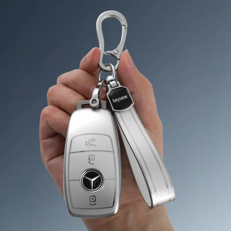 Keyzone Silver Dust Tpu Key Cover & Keychain For E-Class S-Class A-Class C-Class G-Class 2020 Onwards New Smart Key (Sdtp70, Sdtpkeychain) 1