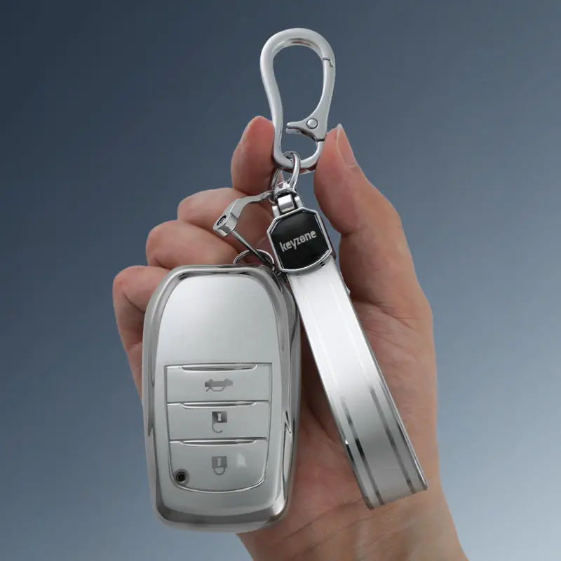Keyzone Silver Dust Tpu Key Cover & Keychain For Fortuner, Legender, Land Cruiser, Suzuki Invicto Smart Key (Sdtp18_3B, Sdtpkeychain) 1