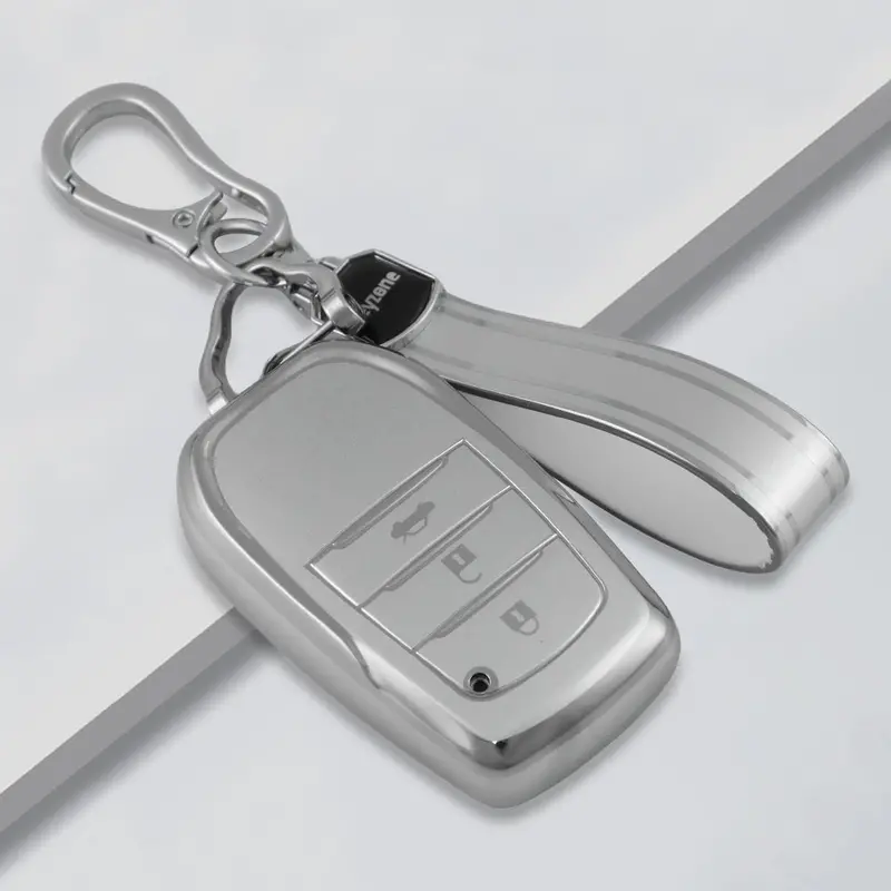 Keyzone Silver Dust Tpu Key Cover & Keychain For Fortuner, Legender, Land Cruiser, Suzuki Invicto Smart Key (Sdtp18_3B, Sdtpkeychain) 2