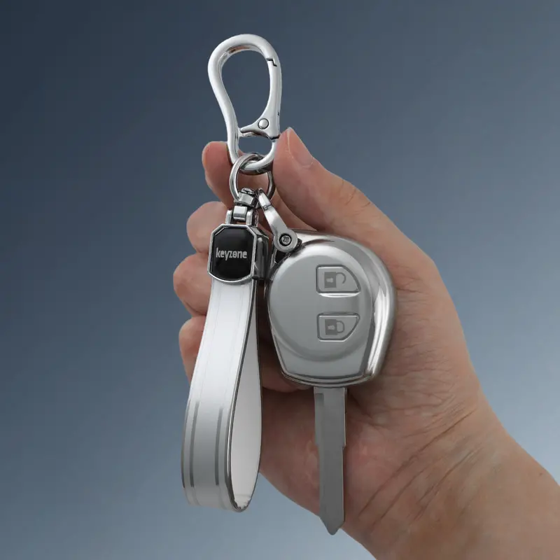 Keyzone Silver Dust Tpu Key Cover & Keychain For Fronx, Jimny, Swift, Dzire, Xl6, Ignis, Grand Vitara, Brezza, Wagonr, Vitara Brezza, Celerio, Ertiga, Ciaz, Scross, Baleno, Alto 2B Remote Key (Sdtp23, Sdtpkeychain) 1
