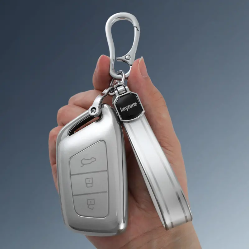 Keyzone Silver Dust Tpu Key Cover & Keychain For Mg Hector, Windsor Ev Smart Key (Sdtp64, Sdtpkeychain) 1
