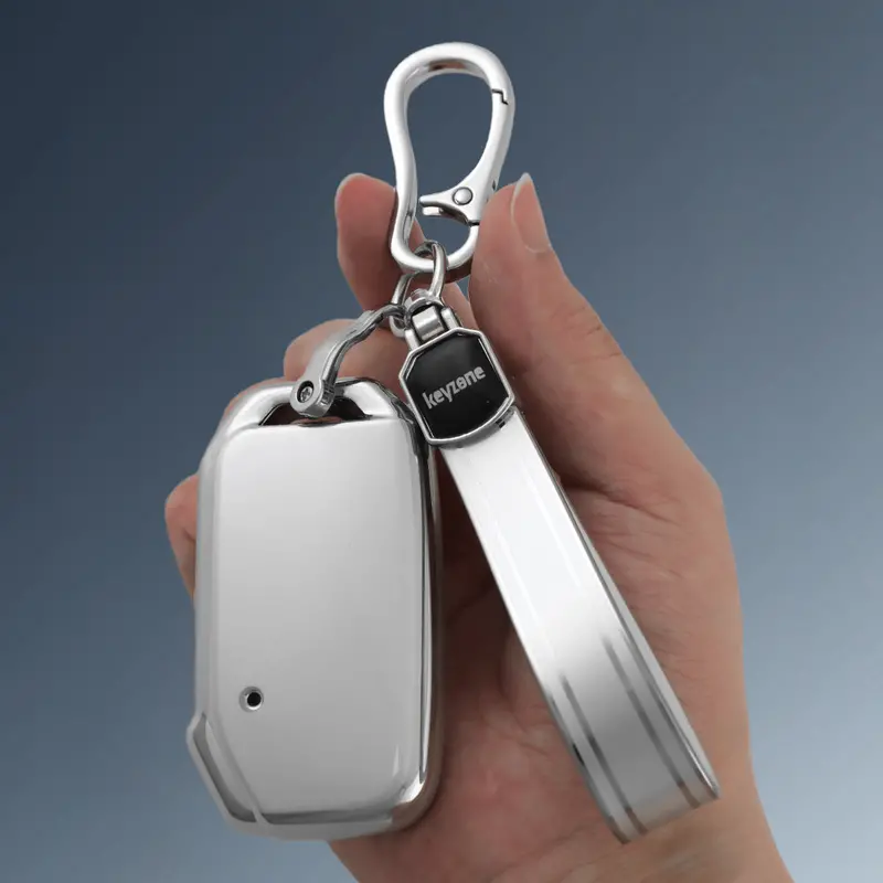 Keyzone Silver Dust Tpu Key Cover & Keychain For Seltos, Sonet 2023 Onwards 3 Button Smart Key (Sdtp79, Sdtpkeychain) 1