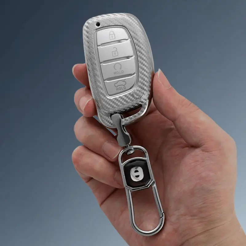 Keyzone Silverstar Tpu Key Cover & Keychain For Alcazar, Creta Smart Key (Ss67) 1