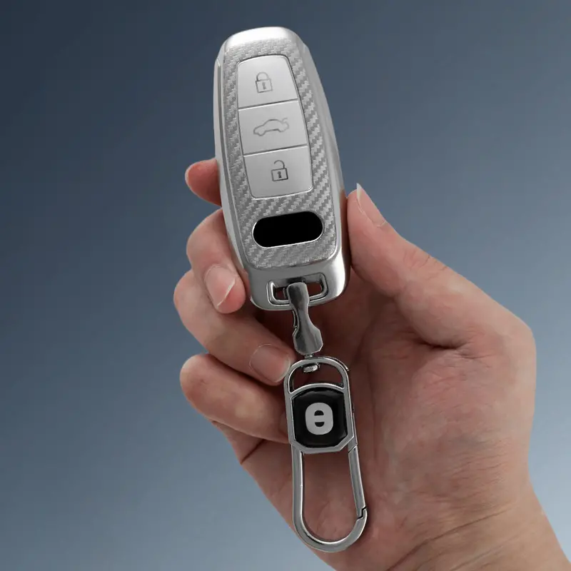 Keyzone Silverstar Tpu Key Cover & Keychain For Audi 2018-2022 A6 A7 A8 E-Tron Q8 Sq8, 2020 2021 2022 A3 Q7 S3 S6 Sq7 Rs6 S7 Rs7 Smart Key (Ss82) 1