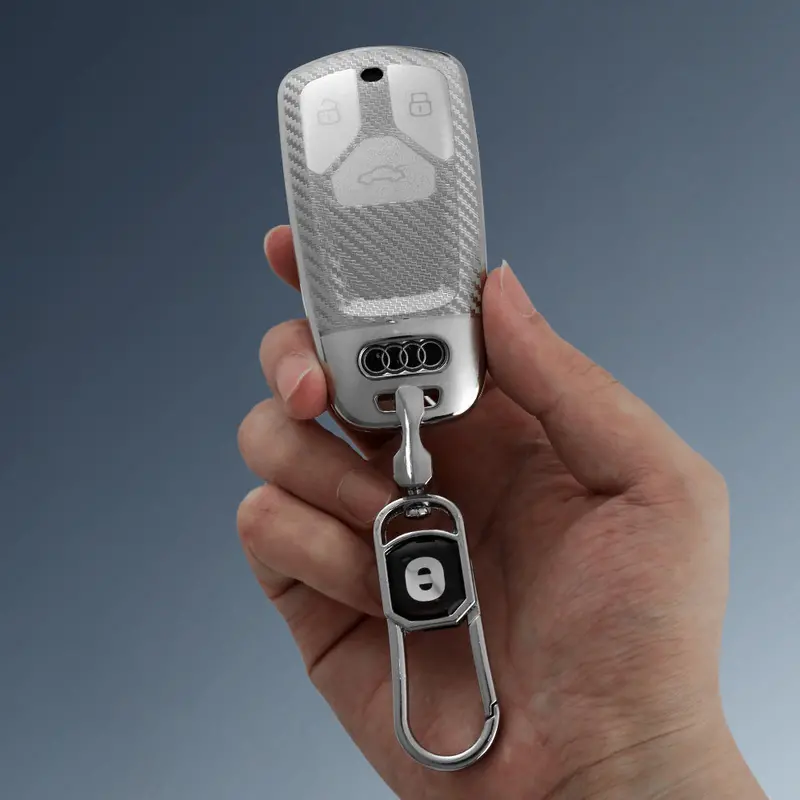 Keyzone Silverstar Tpu Key Cover & Keychain For Audi Q5, A5, A8, Q7, A4, A6 3 Button Smart Key (Ss47) 1