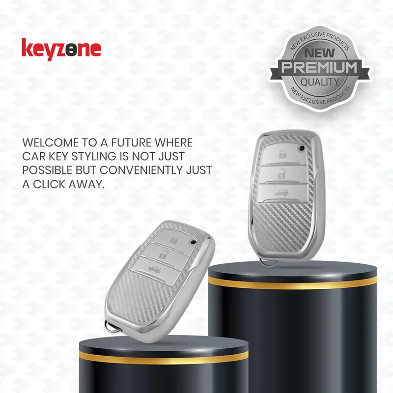 Keyzone Silverstar Tpu Key Cover & Keychain For Fortuner, Legender, Land Cruiser, Suzuki Invicto Smart Key (Ss18_3B) 2