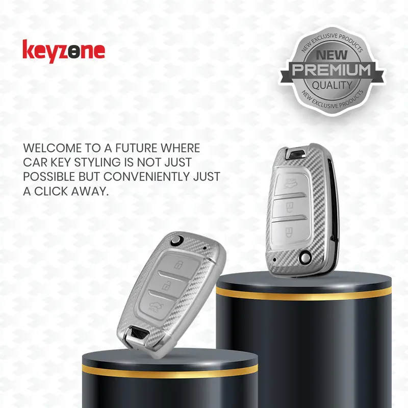 Keyzone Silverstar Tpu Key Cover & Keychain For Hyundai I20, Venue, Verna, Kona 3 Button Flip Key (Ss43) 2