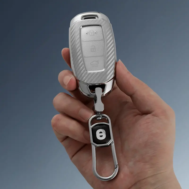 Keyzone Silverstar Tpu Key Cover & Keychain For Hyundai I20, Verna, Kona 3 Button Smart Key (Ss41) 1