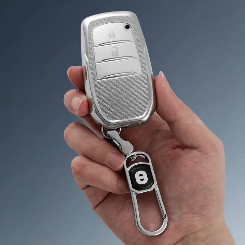 Keyzone Silverstar Tpu Key Cover & Keychain For Innova Crysta, Innova Hycross, Hilux Smart Key (Ss18_2B) 1
