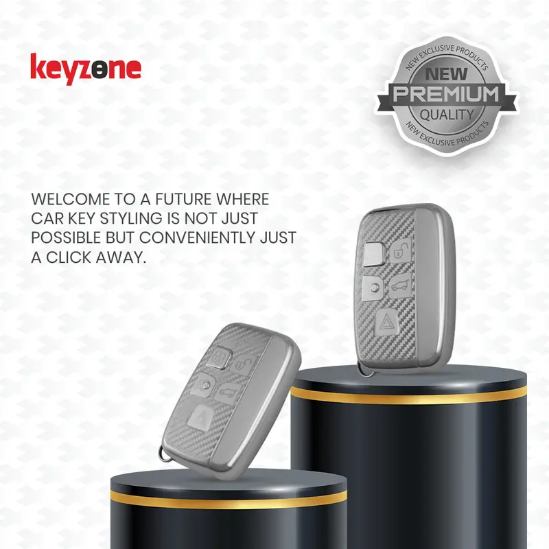 Keyzone Silverstar Tpu Key Cover & Keychain For Jaguar Xf Xj Xe F-Pace F-Type Range Rover Evoque Velar Discovery Lr4 Land Rover Sport 5 Button Smart Key (Ss72) 2