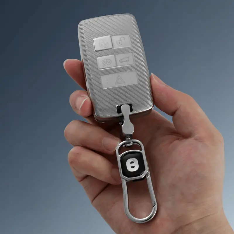 Keyzone Silverstar Tpu Key Cover & Keychain For Jaguar Xf Xj Xe F-Pace F-Type Range Rover Evoque Velar Discovery Lr4 Land Rover Sport 5 Button Smart Key (Ss73) 1