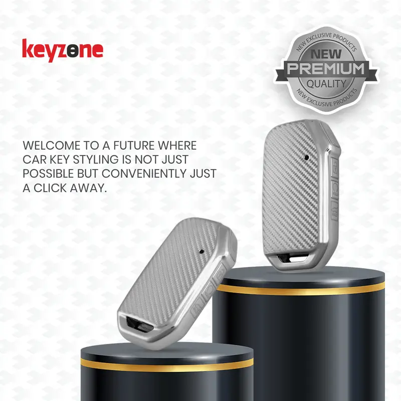 Keyzone Silverstar Tpu Key Cover & Keychain For Kia Carens Clavis, Seltos, Sonet 2023 Onwards Facelift 4 Button Smart Key (Ss77) 2