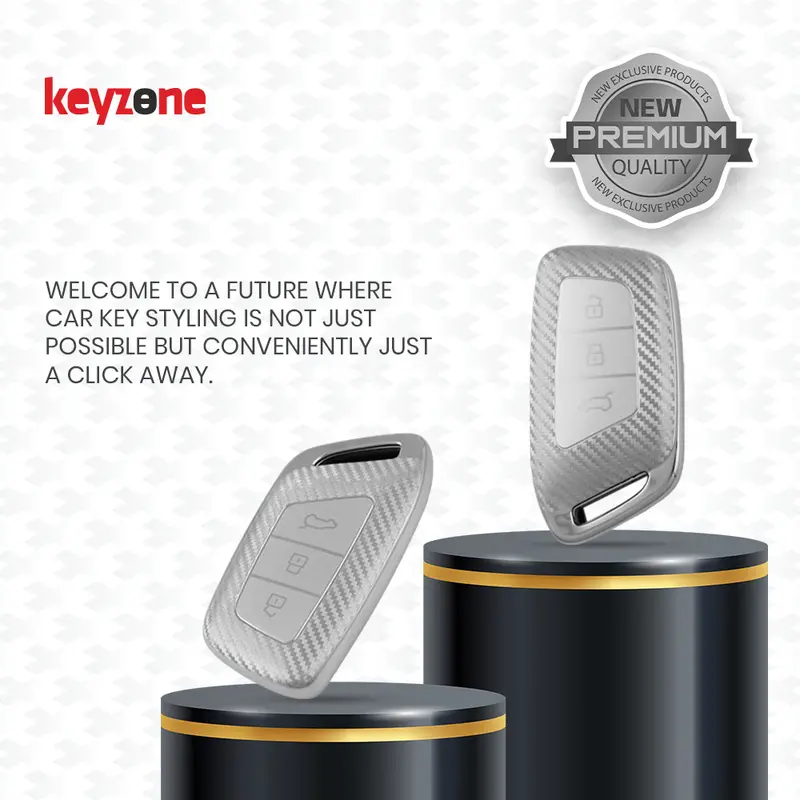 Keyzone Silverstar Tpu Key Cover & Keychain For Mg Hector, Windsor Ev Smart Key (Ss64) 2
