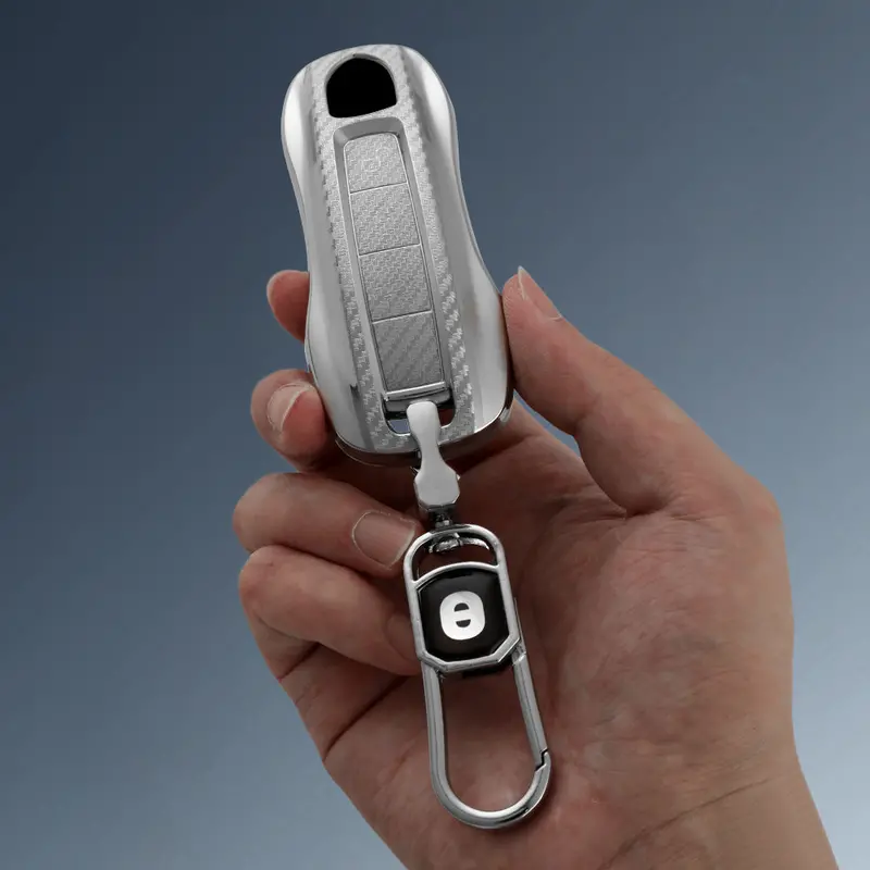 Keyzone Silverstar Tpu Key Cover & Keychain For Taycan, Cayenne, Panamera, 911, Carrera Smart Key(Ss81) 1