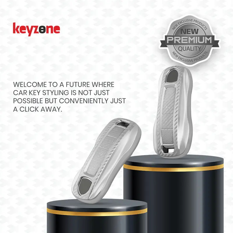 Keyzone Silverstar Tpu Key Cover & Keychain For Taycan, Cayenne, Panamera, 911, Carrera Smart Key(Ss81) 2