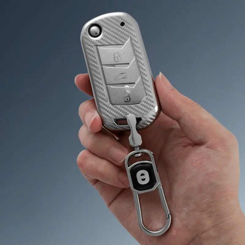 Keyzone Silverstar Tpu Key Cover & Keychain For Thar, Thar Roxx, Scorpio, Bolero, Xuv700, Xuv400, Xuv3xo, Xuv300, Tuv300, Marazzo Flip Key (Ss09) 1