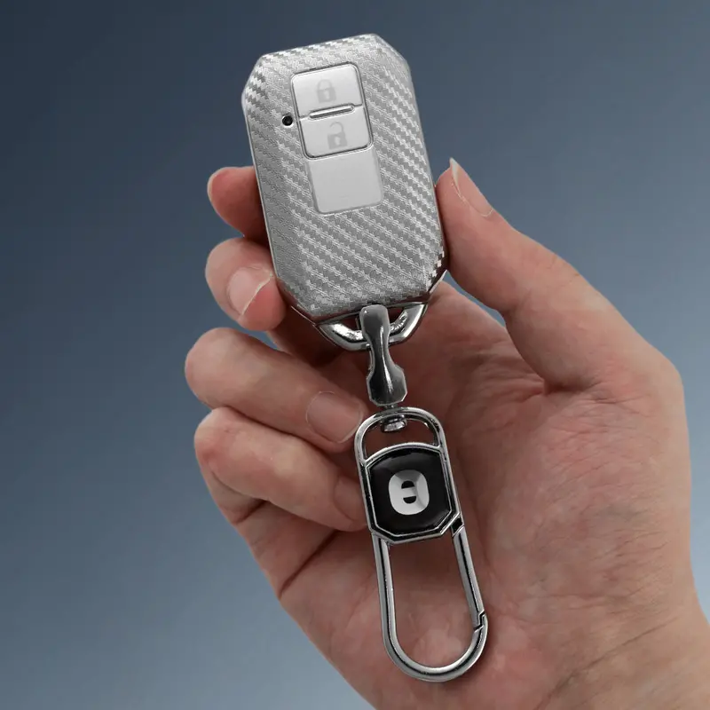 Keyzone Silverstar Tpu Key Cover & Keychain For Victoris, Baleno, Jimny, Swift, Ertiga, Grand Vitara, Xl6, Brezza, Fronx, Dzire, Glanza, Urban Cruiser Hyryder 2 Button Smart Key (Ss05) 1
