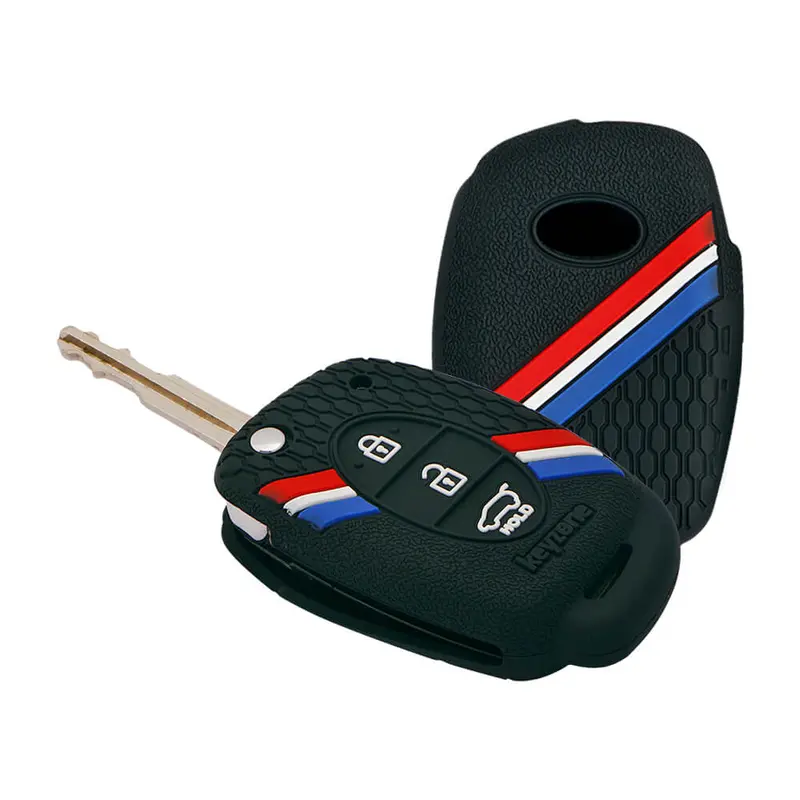Keyzone Striped Key Cover – Mix Color Combo Offer (Buy 2 & Save) For Creta, I20, Venue, Tucson, Alcazar, Exter, Grand I10, Aura, Xcent Flip Key (Kzs-03) 11