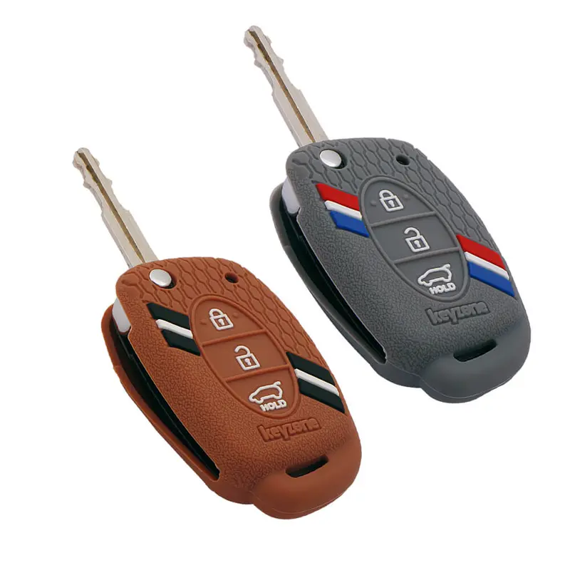 Keyzone Striped Key Cover – Mix Color Combo Offer (Buy 2 & Save) For Creta, I20, Venue, Tucson, Alcazar, Exter, Grand I10, Aura, Xcent Flip Key (Kzs-03) 12