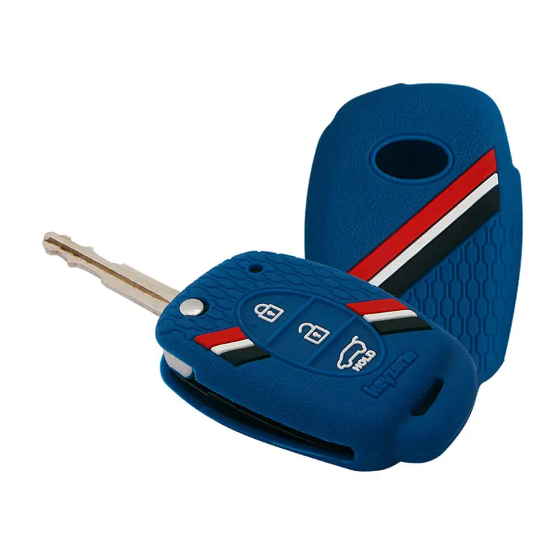 Keyzone Striped Key Cover – Mix Color Combo Offer (Buy 2 & Save) For Creta, I20, Venue, Tucson, Alcazar, Exter, Grand I10, Aura, Xcent Flip Key (Kzs-03) 12