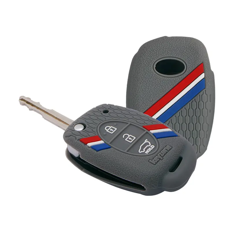 Keyzone Striped Key Cover – Mix Color Combo Offer (Buy 2 & Save) For Creta, I20, Venue, Tucson, Alcazar, Exter, Grand I10, Aura, Xcent Flip Key (Kzs-03) 13