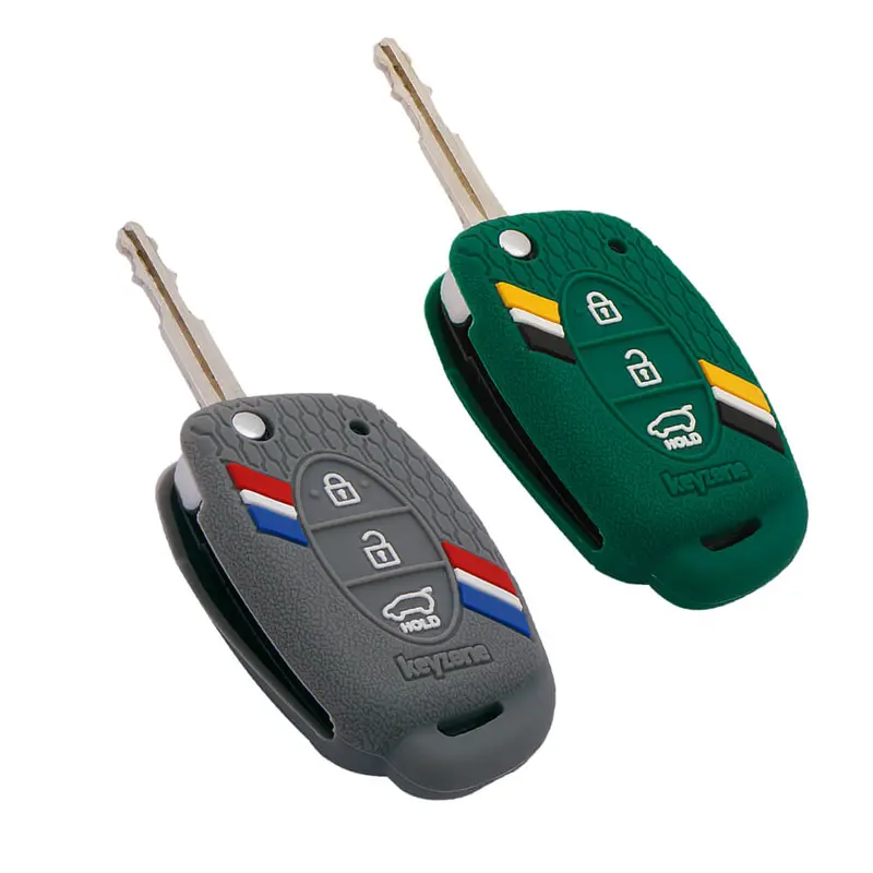 Keyzone Striped Key Cover – Mix Color Combo Offer (Buy 2 & Save) For Creta, I20, Venue, Tucson, Alcazar, Exter, Grand I10, Aura, Xcent Flip Key (Kzs-03) 16