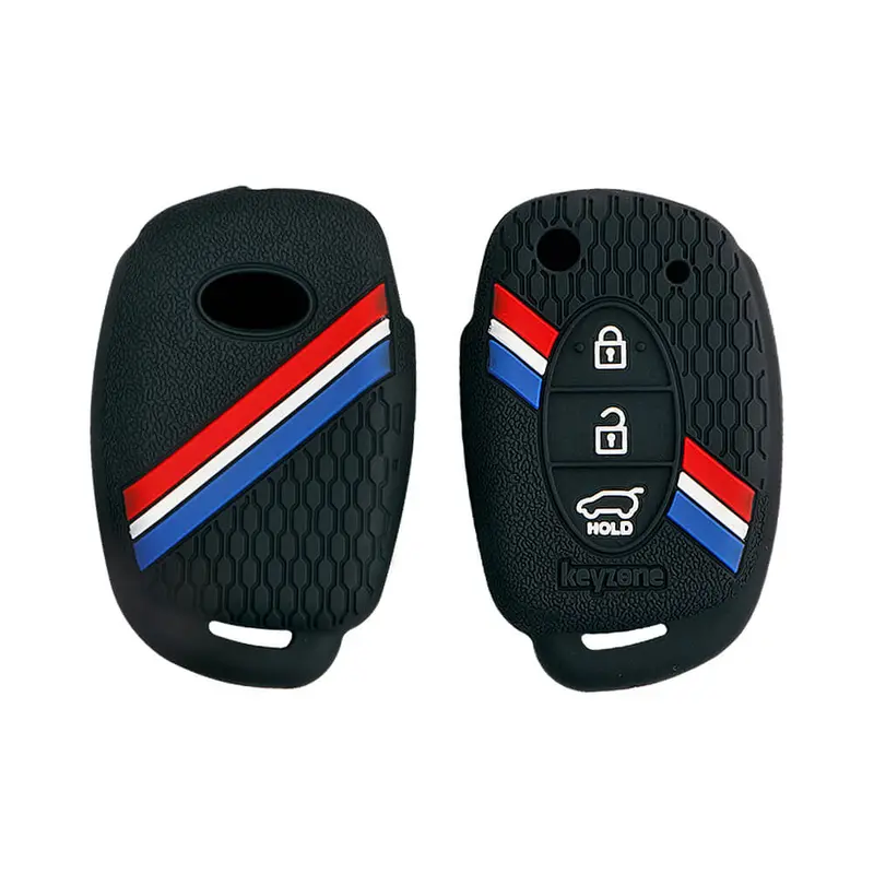 Keyzone Striped Key Cover – Mix Color Combo Offer (Buy 2 & Save) For Creta, I20, Venue, Tucson, Alcazar, Exter, Grand I10, Aura, Xcent Flip Key (Kzs-03) 17
