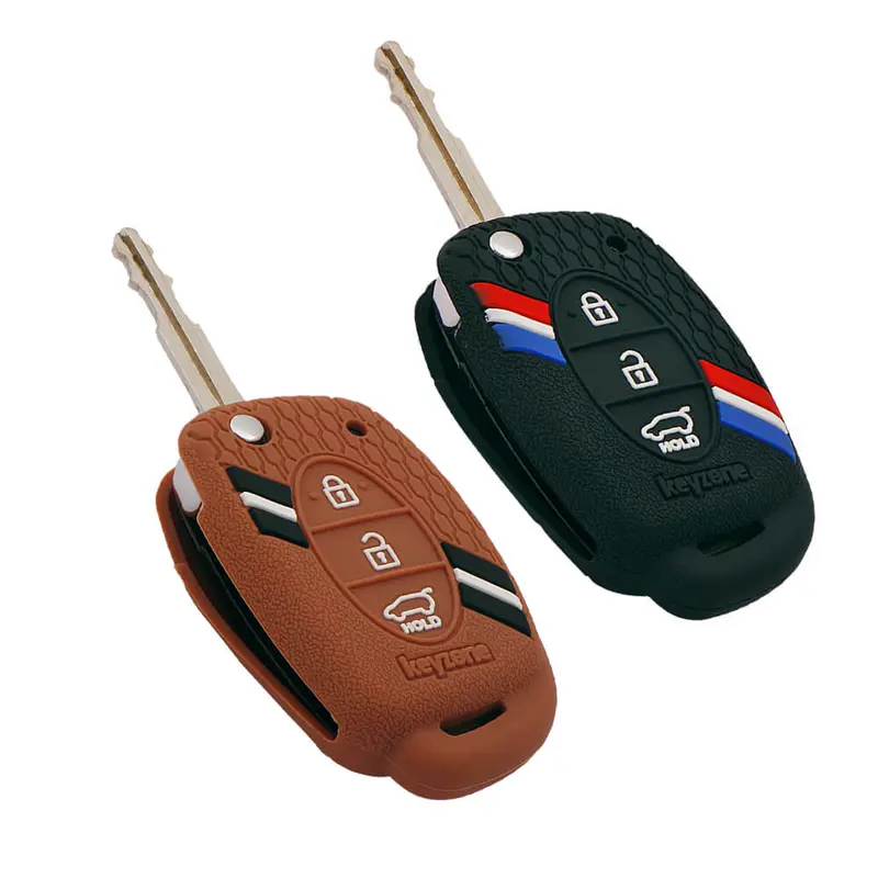 Keyzone Striped Key Cover – Mix Color Combo Offer (Buy 2 & Save) For Creta, I20, Venue, Tucson, Alcazar, Exter, Grand I10, Aura, Xcent Flip Key (Kzs-03) 2